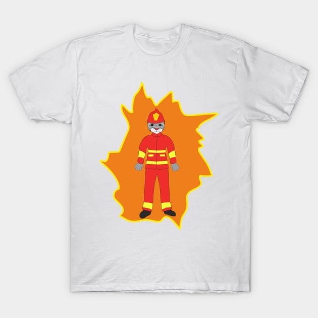 Firefighter cat T-Shirt by Alekvik